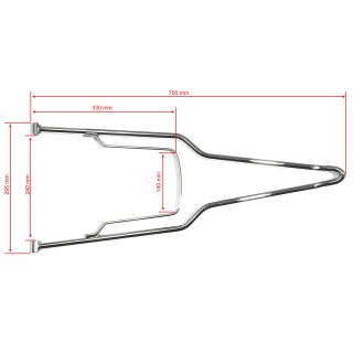 Sissy Bar für Rigid Frame mit Custom Flat Fender chrom