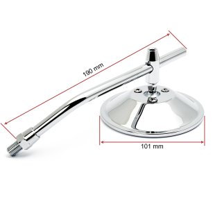 Custom Mirror round 4"10cm chrome with E-mark, for Japanese Motorcycles