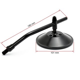 Custom Mirror round 4"/10cm black with E-mark, for Japanese Motorcycles