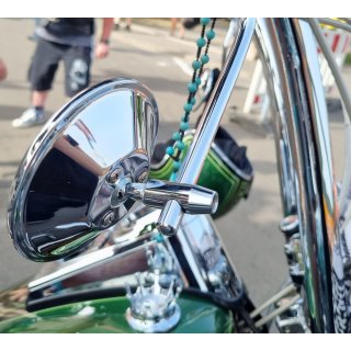 Custom Mirror round 4"/10cm chrome with E-mark, for Harley-Davidson®