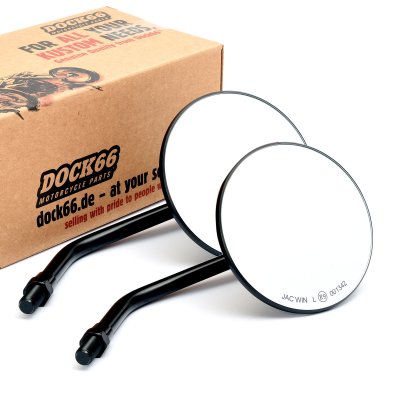 1 Pair Custom Mirror round 4"/10cm black with E-mark, for Japanese Motorcycles