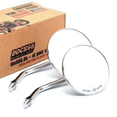 1 Pair Custom Mirror round 4"/10cm chrome with E-mark, for Japanese Motorcycles