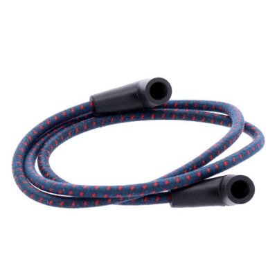 Universal 40" ignition cable/plug set cotton fabric, blue/red