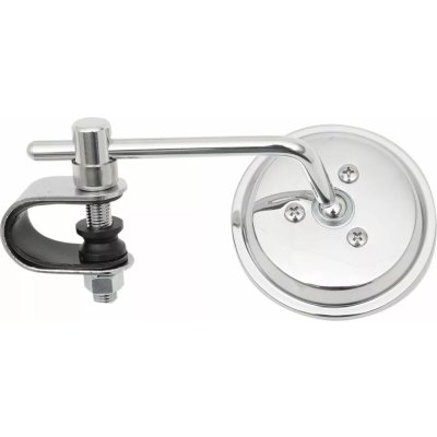 Custom Micro Mirror round 3" chrome, short Stem with Handlebarclamp