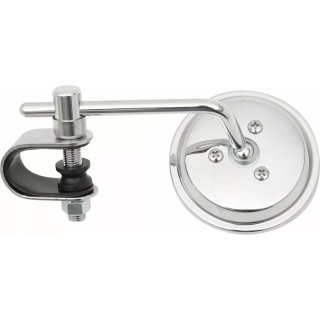 Custom Micro Mirror round 3" chrome, short Stem with Handlebarclamp