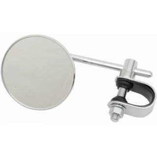Custom Micro Mirror round 3" chrome, short Stem with Handlebarclamp