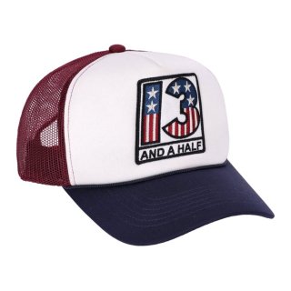 13 1/2 Trucker Cap dunkel rot, blau, weiß
