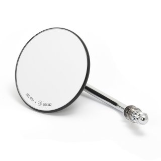 Custom Mirror round 4"/10cm black with E-mark, chrome stem, for Harley-Davidson®