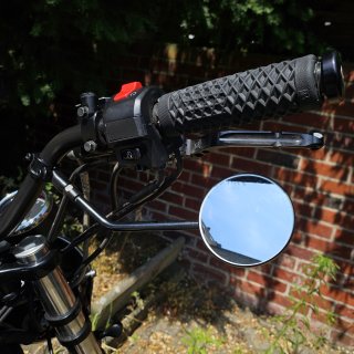 Custom Mirror round 4"10cm chrome E-mark, for 22mm handlebars