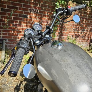 Custom Mirror round 4"10cm chrome E-mark, for 22mm handlebars