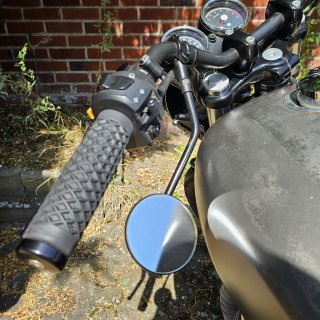 Custom Mirror round 4"10cm black E-mark, for 22mm handlebars