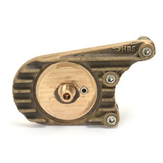 Oil filter mounting plate brass for 4-speed Harley Big Twin from HBS Customs