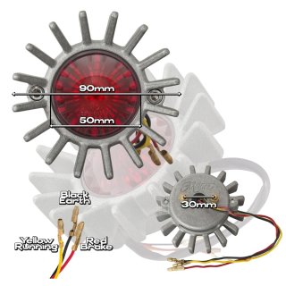 Motone "Big Fin" LED tail light sand blast with fender mount, ECE