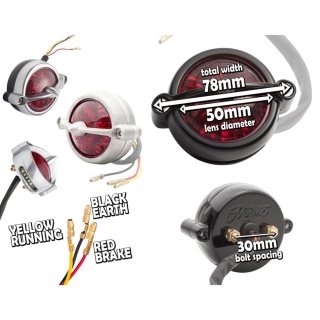 Motone "Bel Air" LED Tail Light  - black - with fender mount, ECE